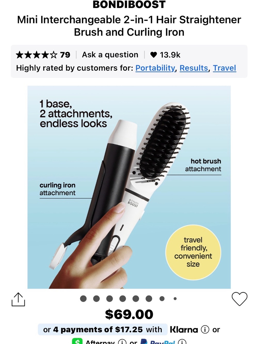 Bondi Boost White and Black Heated Styling Brush - Picture 2 of 8